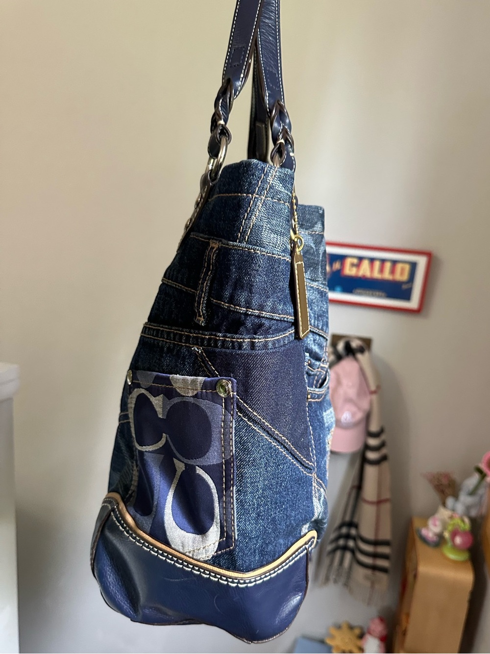 Rare Vintage Coach Denim Jean Tote Bag Purse - Picture 5 of 10